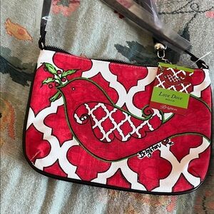 Brighton Red and White Dove Clutch
